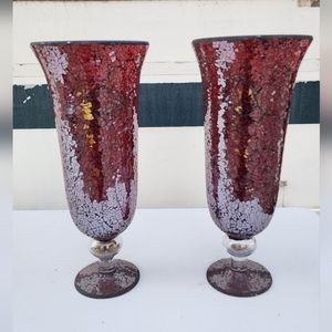 Mozaic Red Glass Flower Vase